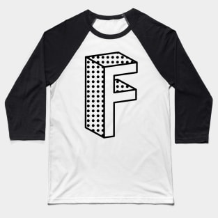 3D Ben Day Dot Isometric Letter F Baseball T-Shirt